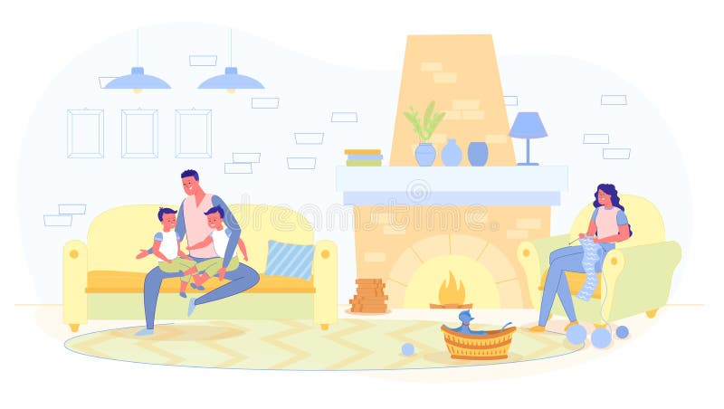 Banner Parents Spend Time with Children, Сartoon vector illustration Banner Parents Spend Time with Children, Сartoon vector illustration