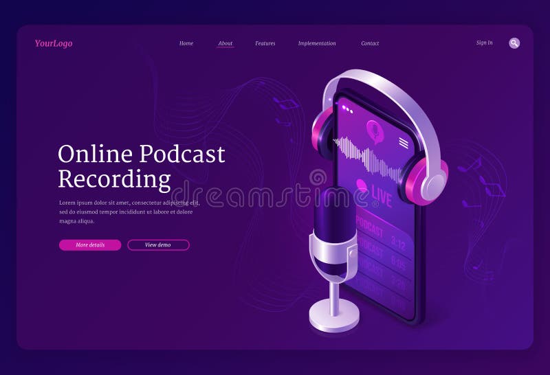 Banner per la registrazione in podcast online royalty illustrazione gratis