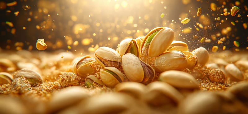 Banner a pistacchio. pistacchio in caduta libera illustrazione di stock