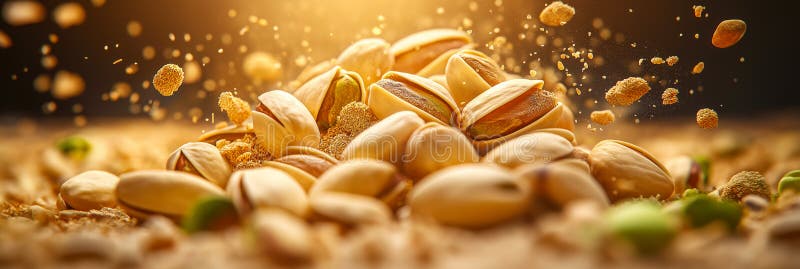 Banner a pistacchio. pistacchio in caduta libera illustrazione vettoriale