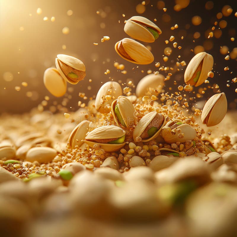 Banner a pistacchio. pistacchio in caduta libera illustrazione vettoriale