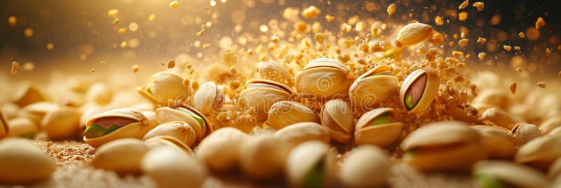 Banner a pistacchio. pistacchio in caduta libera illustrazione di stock
