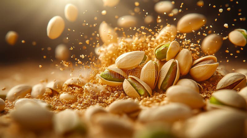 Banner a pistacchio. pistacchio in caduta libera royalty illustrazione gratis