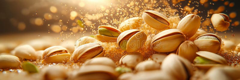 Banner a pistacchio. pistacchio in caduta libera illustrazione di stock