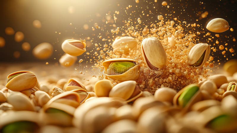 Banner a pistacchio. pistacchio in caduta libera illustrazione vettoriale