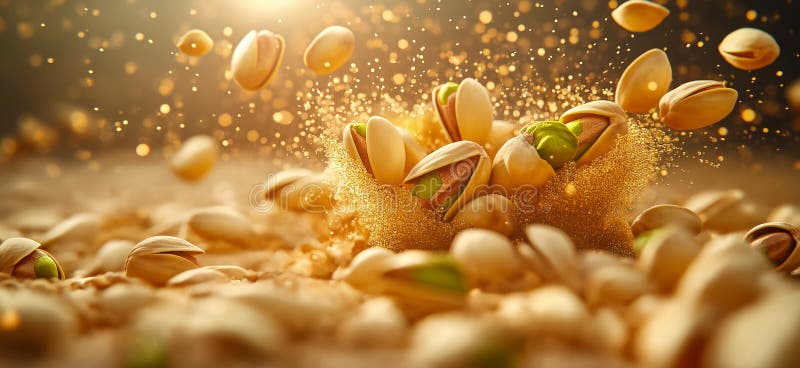 Banner a pistacchio. pistacchio in caduta libera illustrazione di stock