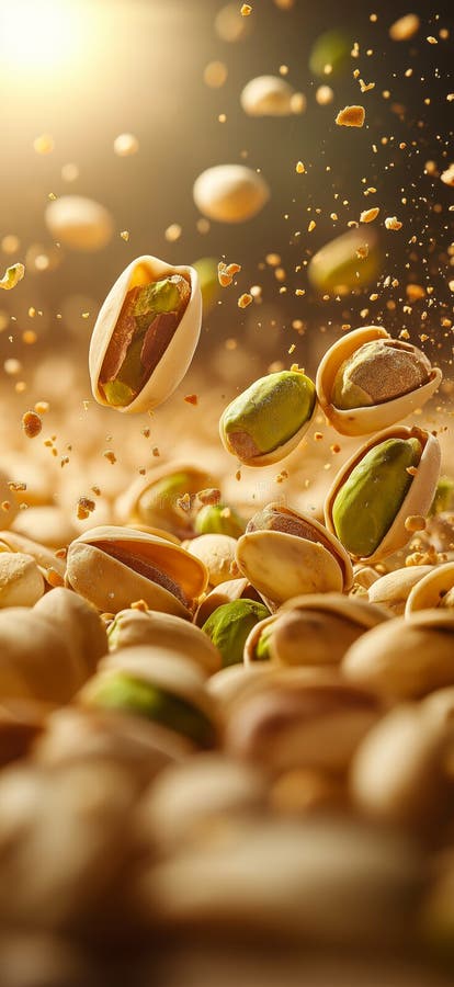 Banner a pistacchio. pistacchio in caduta libera illustrazione vettoriale