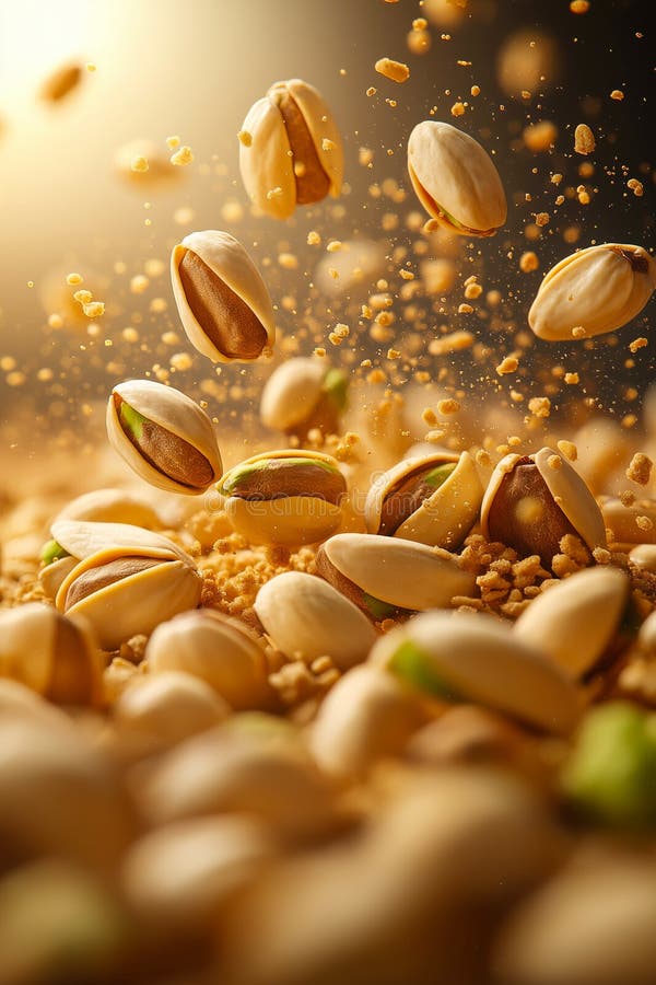 Banner a pistacchio. pistacchio in caduta libera illustrazione di stock