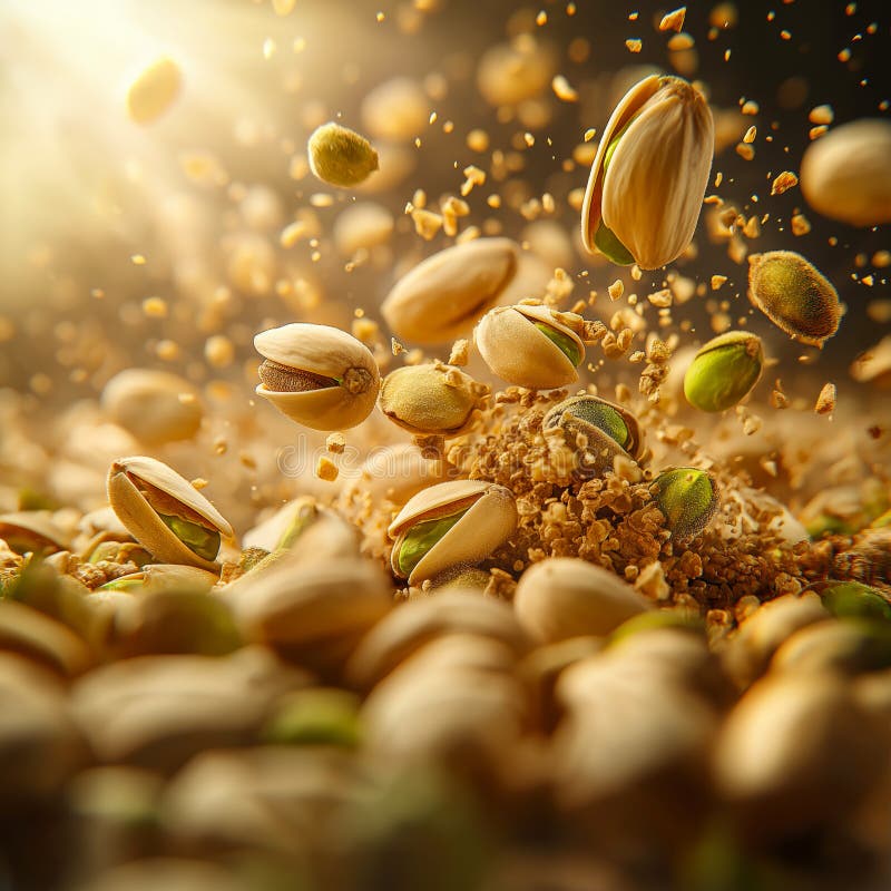 Banner a pistacchio. pistacchio in caduta libera illustrazione vettoriale