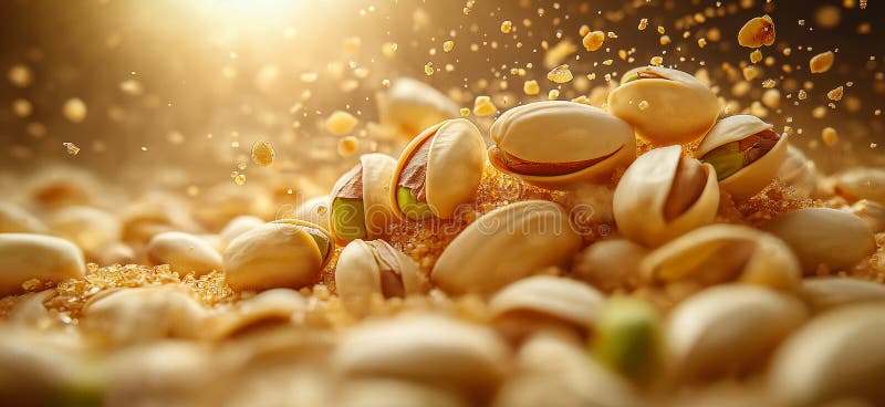 Banner a pistacchio. pistacchio in caduta libera illustrazione vettoriale