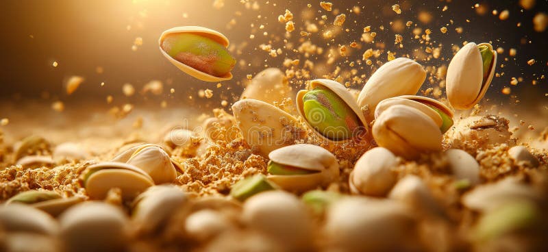 Banner a pistacchio. pistacchio in caduta libera royalty illustrazione gratis