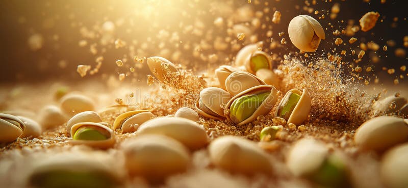 Banner a pistacchio. pistacchio in caduta libera illustrazione vettoriale