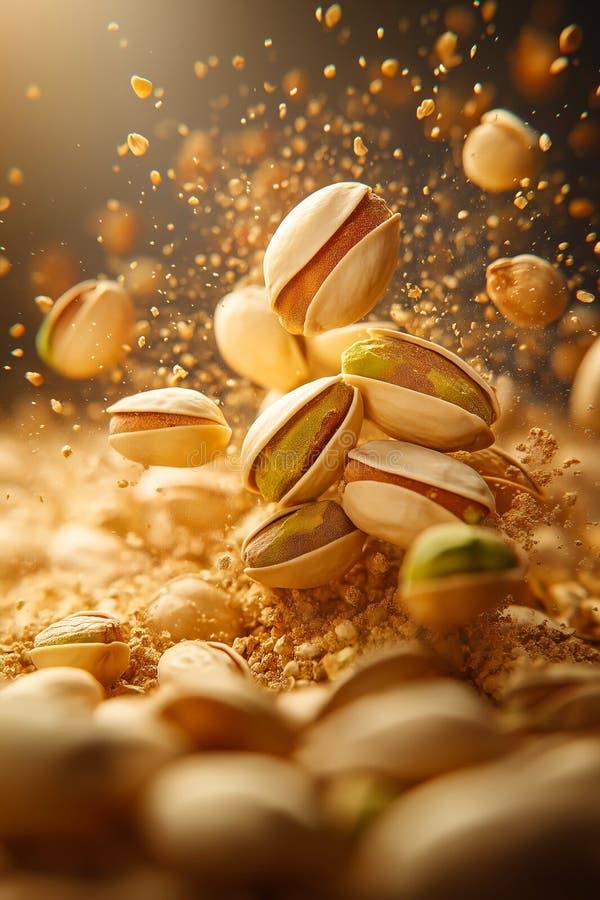 Banner a pistacchio. pistacchio in caduta libera illustrazione vettoriale