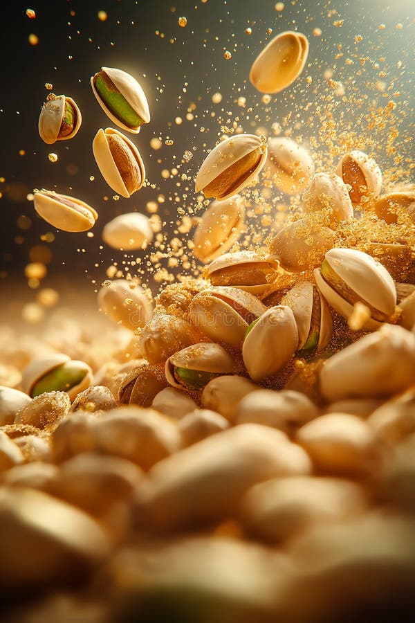 Banner a pistacchio. pistacchio in caduta libera illustrazione vettoriale