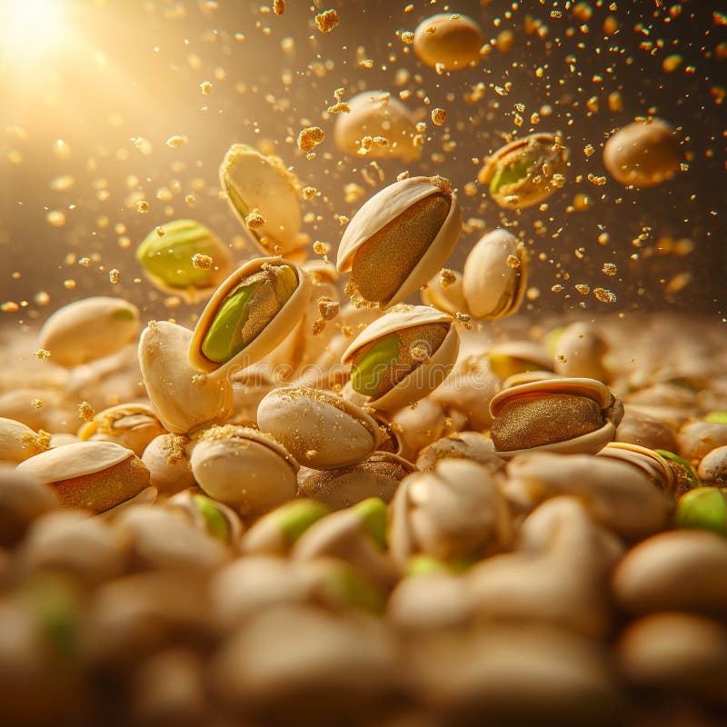 Banner a pistacchio. pistacchio in caduta libera illustrazione vettoriale