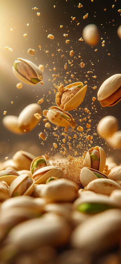 Banner a pistacchio. pistacchio in caduta libera illustrazione vettoriale