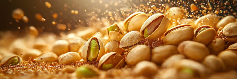 Banner a pistacchio. pistacchio in caduta libera royalty illustrazione gratis