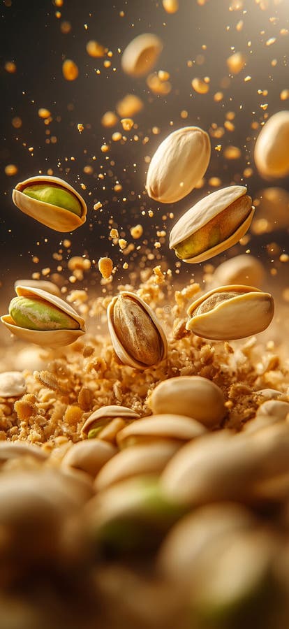 Banner a pistacchio. pistacchio in caduta libera illustrazione vettoriale