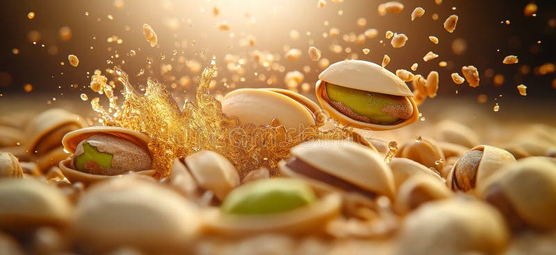 Banner a pistacchio. pistacchio in caduta libera illustrazione vettoriale