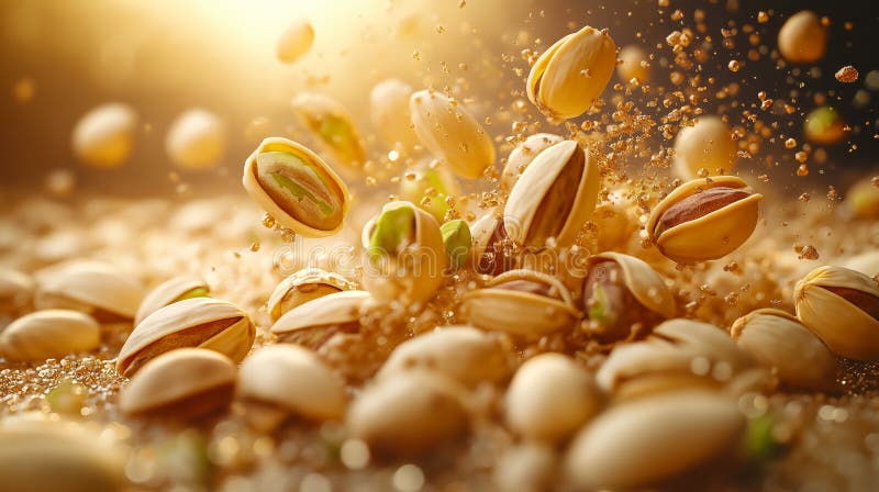 Banner a pistacchio. pistacchio in caduta libera illustrazione di stock