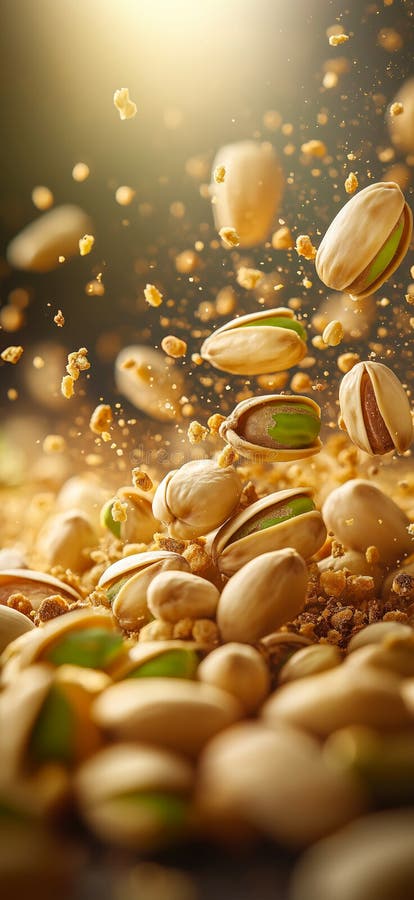 Banner a pistacchio. pistacchio in caduta libera illustrazione vettoriale