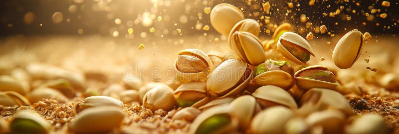 Banner a pistacchio. pistacchio in caduta libera illustrazione di stock