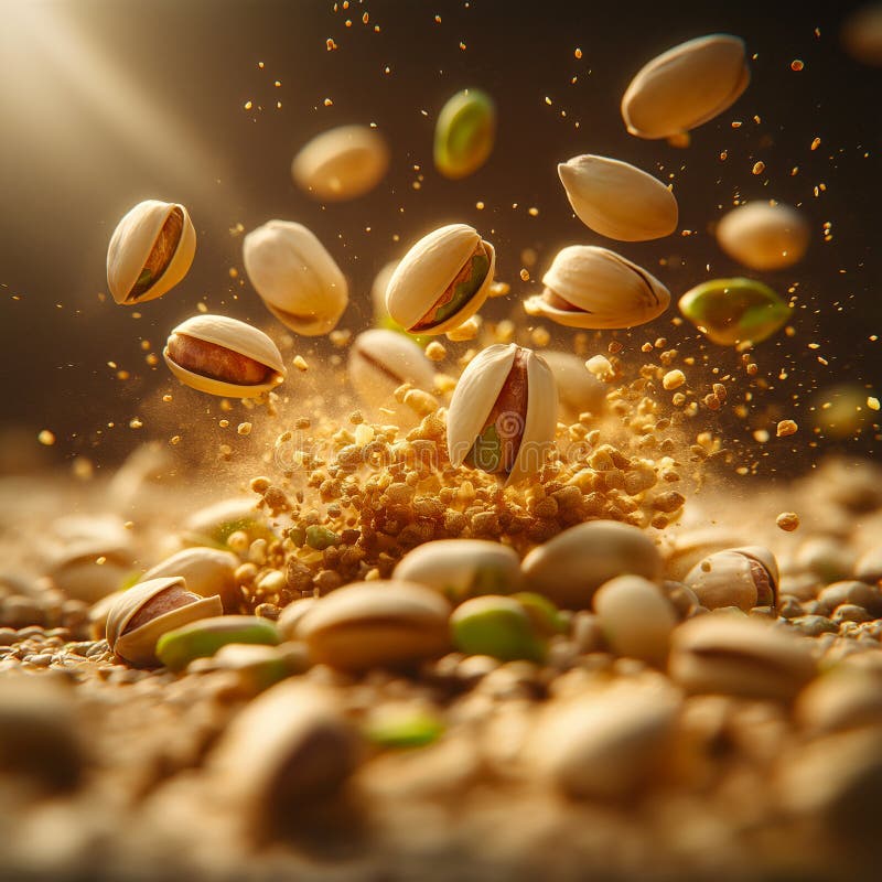 Banner a pistacchio. pistacchio in caduta libera illustrazione vettoriale