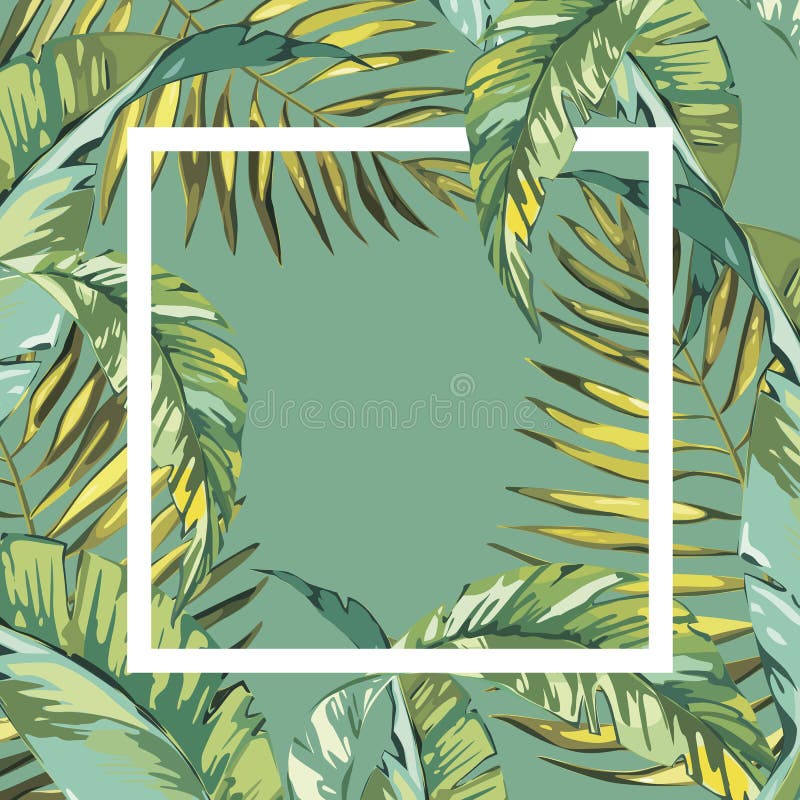 Banner, Poster with Palm Leaves, Jungle Leaf. Beautiful Floral Tropical ...