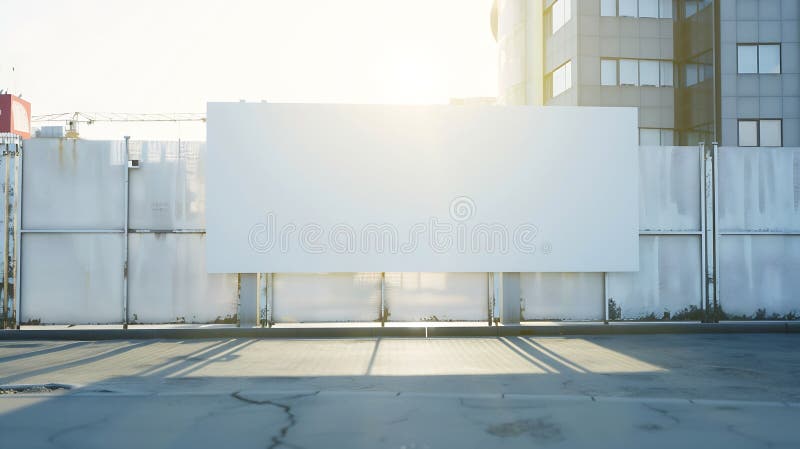 Generative AI : Blank white advertising banner on the construction cite fence business concept. Generative AI : Blank white advertising banner on the construction cite fence business concept.