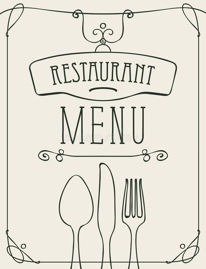 Menu with cutlery stock vector. Illustration of cutlery - 71825728