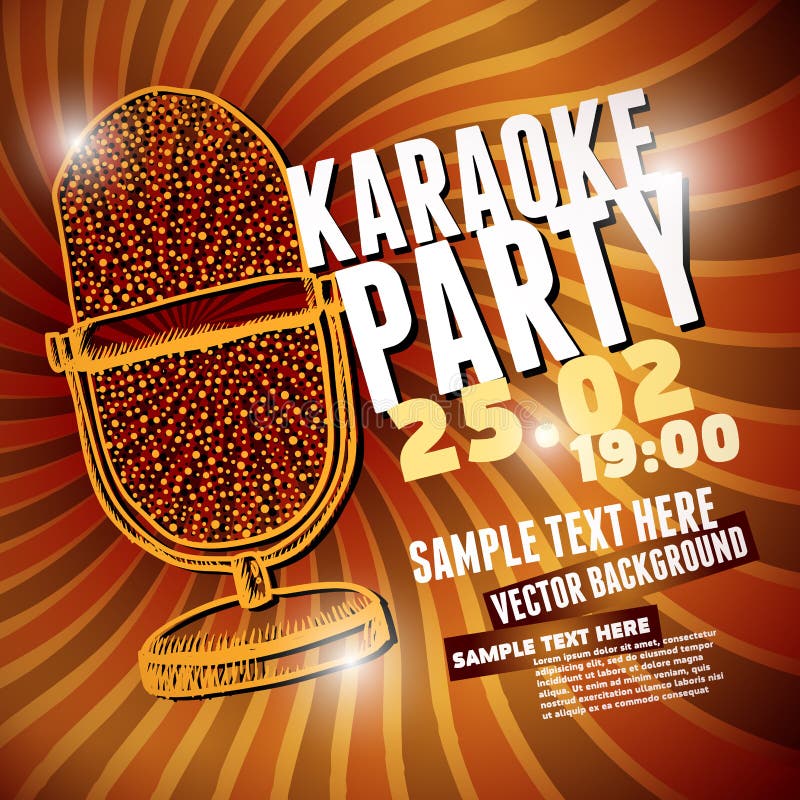 Banner With Retro Microphone For Karaoke Parties Stock Illustration