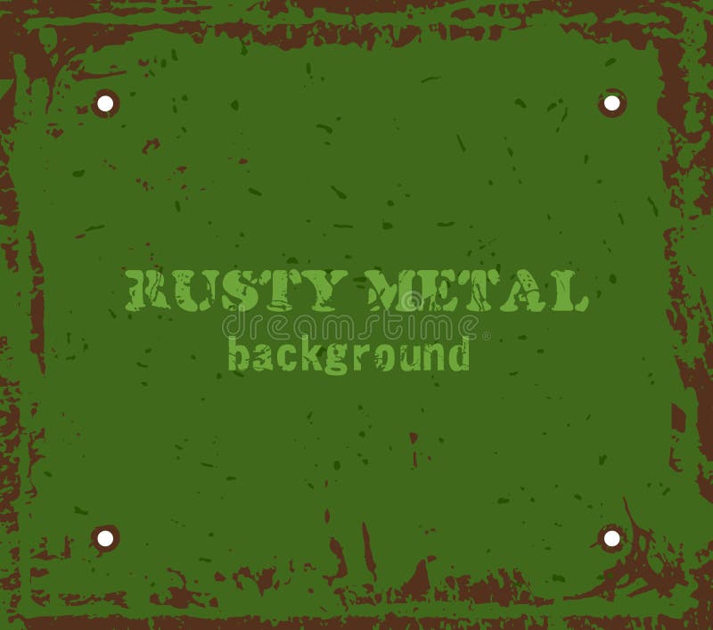 Banner scratched metal. Background frame in the form of an old iron sheet with rust and bolts. Vector