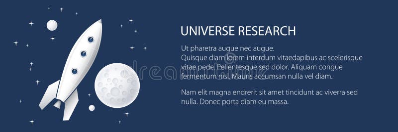 Banner with space rocket flying in space royalty free illustration