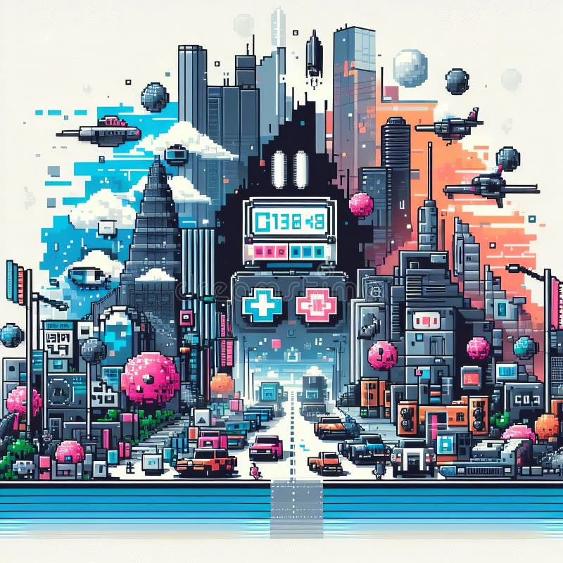 A banner in the style of a retro video rare odd stock illustration