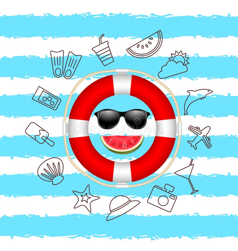 Banner for Summer Time .Vacation Background with Hand Drawing Elements stock illustration Banner for Summer Time .Vacation Background with Hand Drawing Elements stock illustration