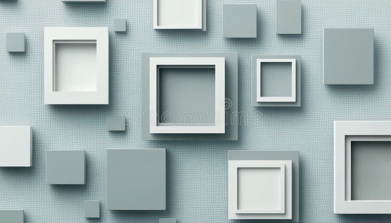 Banner tehnic abstract cu pătrate gri și alb lucios pe un fundal texturat royalty free stock photo