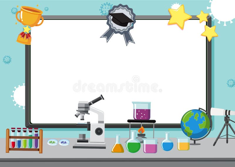 Banner Template with Science Equipments on the Lab Table Stock Vector -  Illustration of frame, globe: 172976816