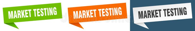 Banner voor markttests. market testing speech bubble label set. vector illustratie