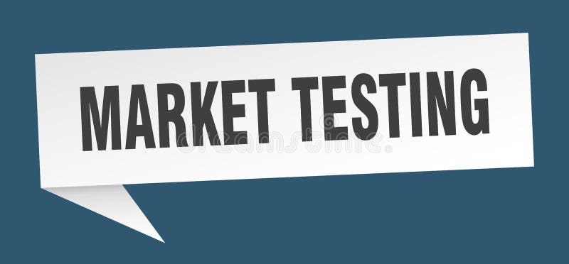 Banner voor markttests. spraakbubbel voor markttests. stock illustratie
