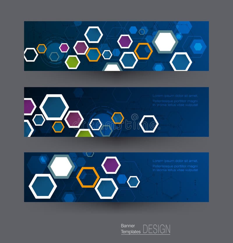 Bannere abstracte stabilite cu imaginea conceptului de inovare științifică. royalty free illustration