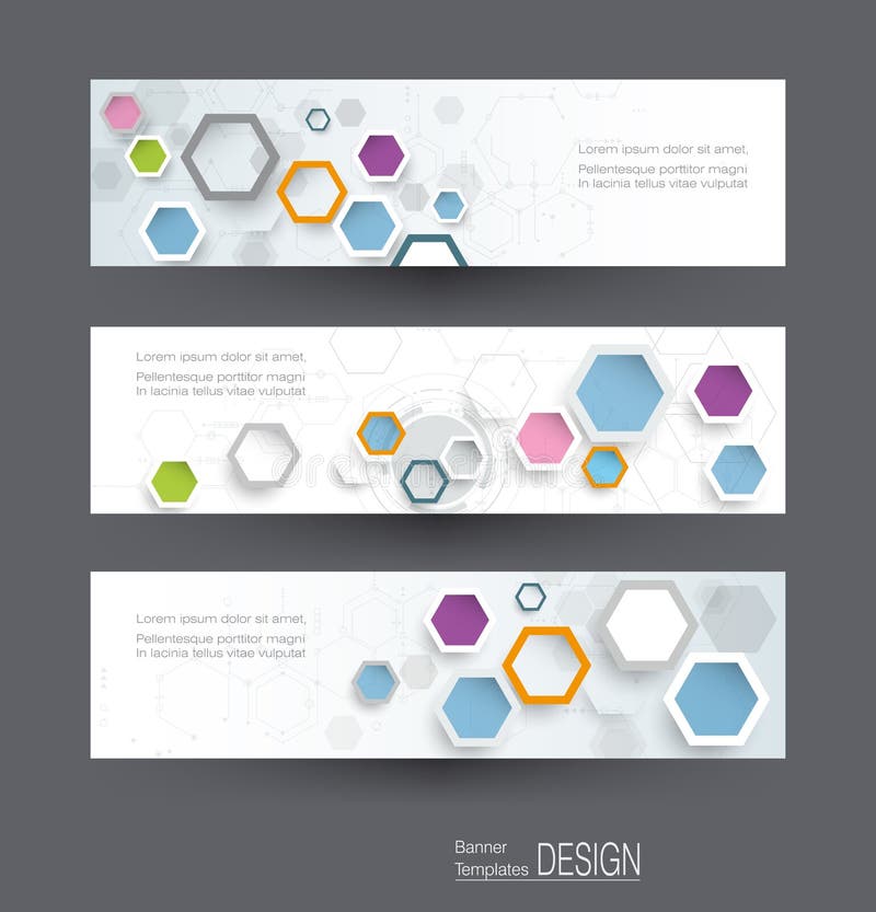 Bannere abstracte stabilite cu imaginea conceptului de inovare științifică. royalty free illustration