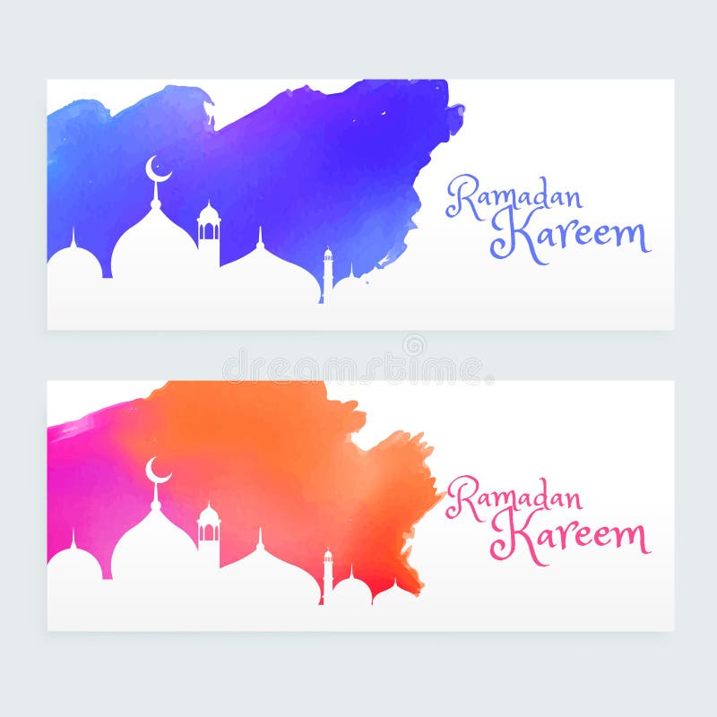 Bannere ale festivalului islamic ramadan kareem colorate stock illustration
