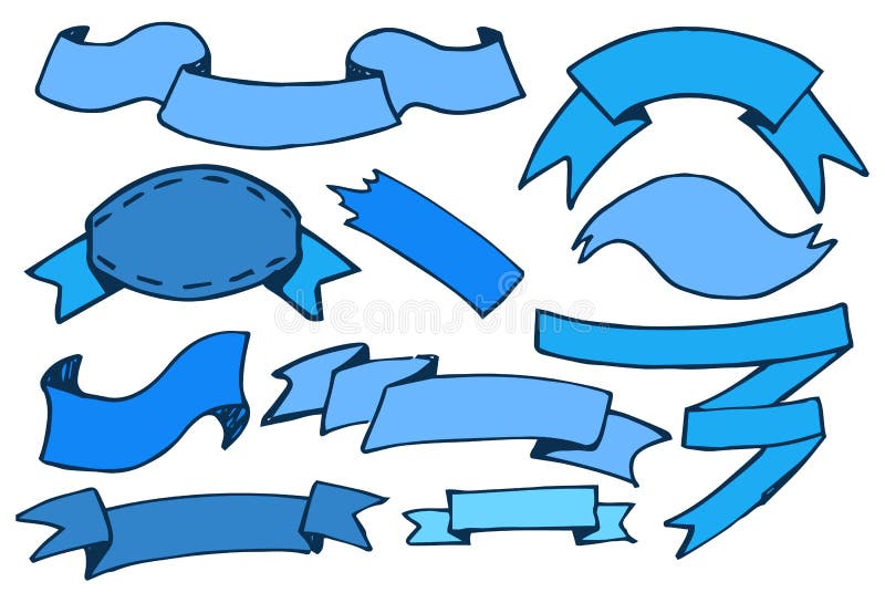 Banners of Blue Color Drawn Vector Illustration vector illustration