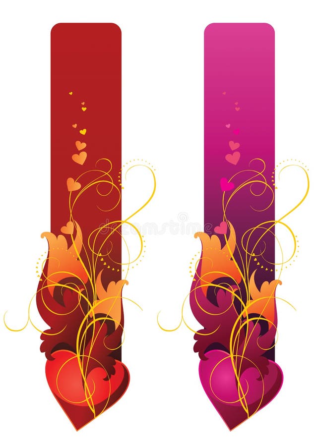 Banners cantains heart and floral ornament