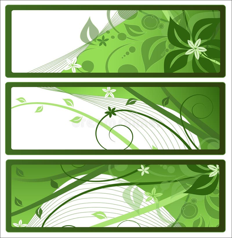 Banners or labels with floral design, vector