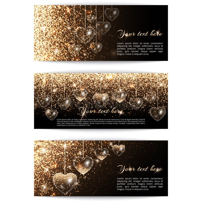 Banners met horizontale harten vector illustratie Banners met horizontale harten vector illustratie