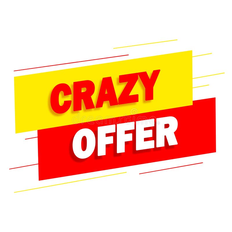 CRAZY OFFER PROMOTION LABEL ADVERTISEMENT Stock Illustration