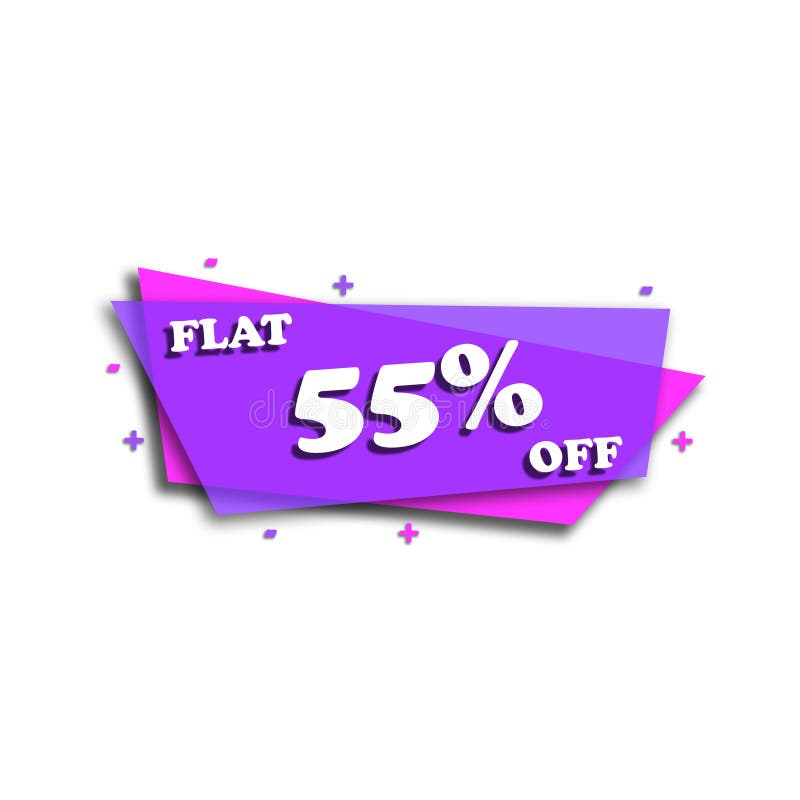 FLAT 55% OFF - PROMOTION LABEL - ADVERTISEMENT royalty free illustration