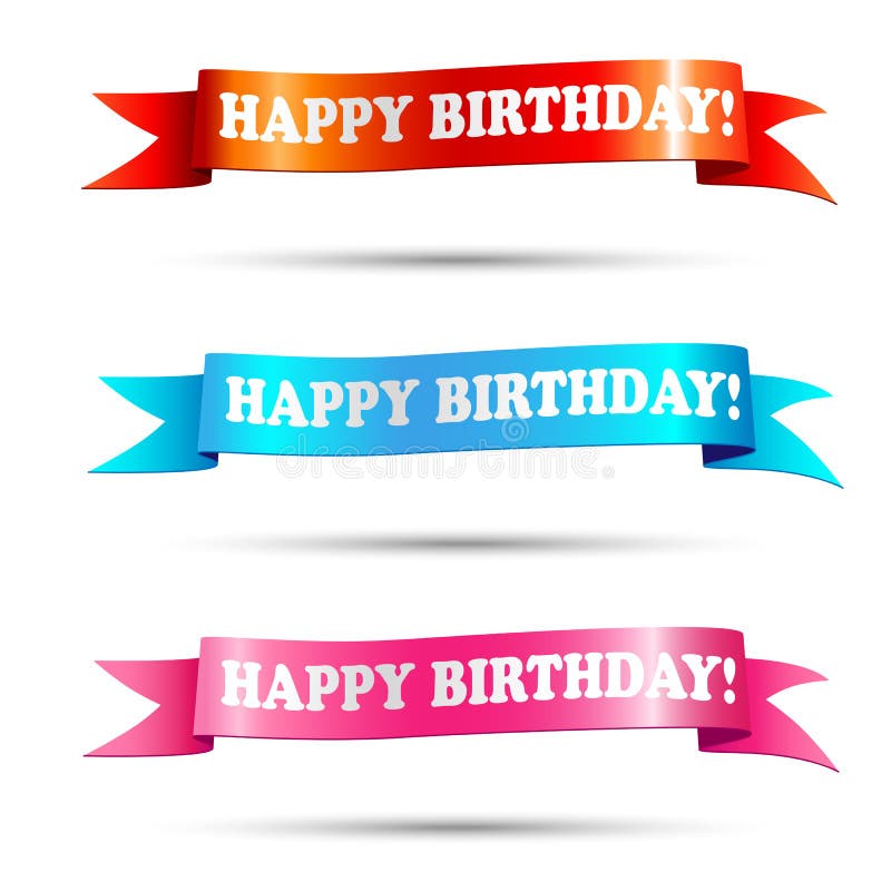 Banners With Text Happy Birthday Stock Vector - Illustration of element ...