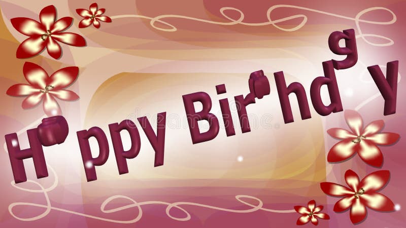 Banniere De Joyeux Anniversaire Avec La Danse Et Lettres De Saut Sur Le Fond Abstrait Rose Elegant Avec Les Fleurs Rouge Fonce A Banque De Videos Video Du Fleur Amour